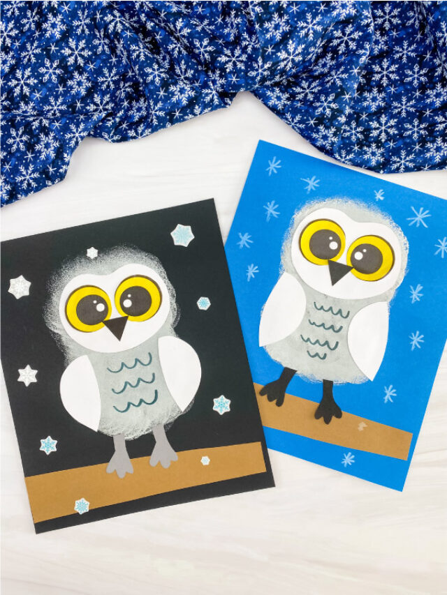Sponge Painted Snowy Owl Craft For Kids [Free Template] Story