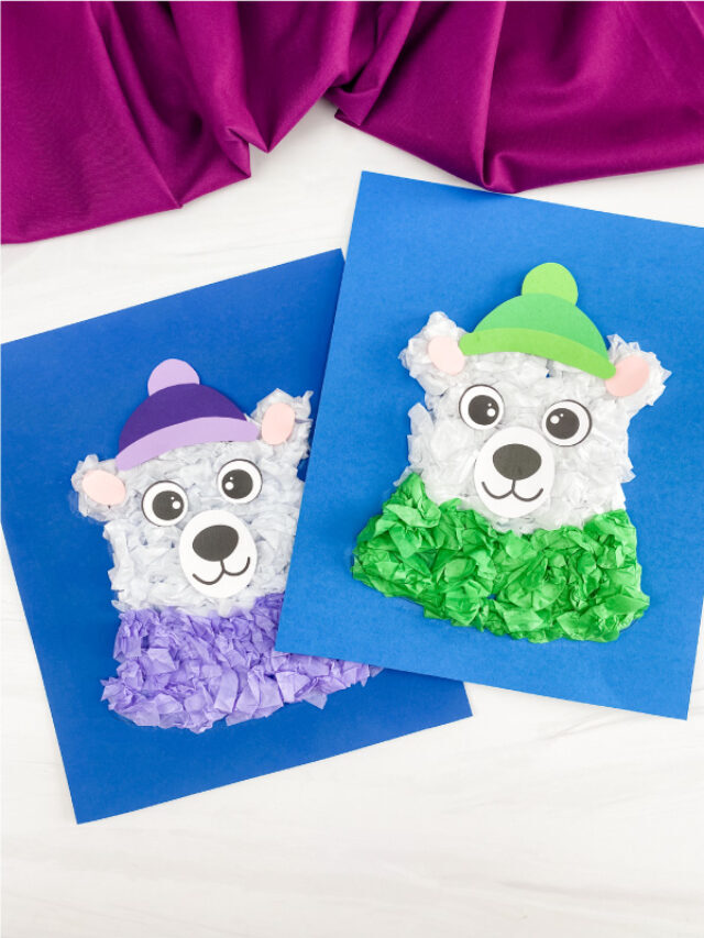 Tissue Paper Polar Bear Craft For Kids [Free Template] Story