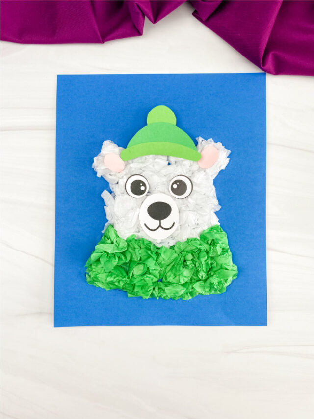 Tissue Paper Polar Bear Craft For Kids [Free Template] Story