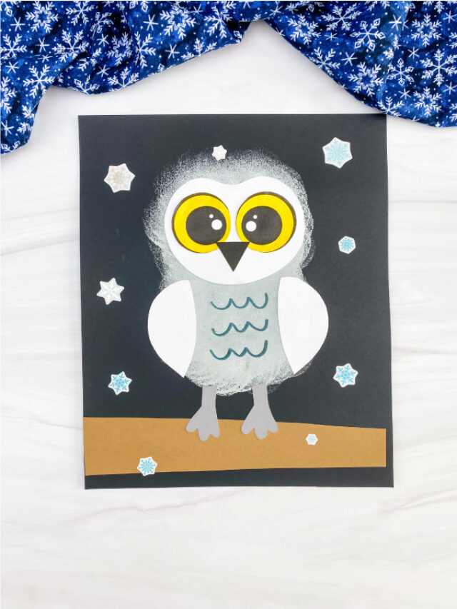 Sponge Painted Snowy Owl Craft For Kids [Free Template] Story