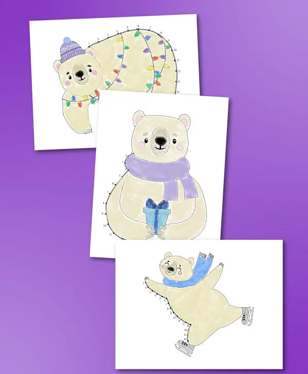 polar bear dot to dot printables