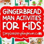 gingerbread man activities image collage with the words gingerbread man activities for kids