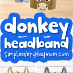 donkey headband craft image collage with the words donkey headband