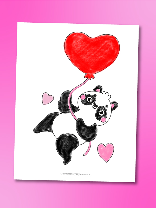 panda Valentine coloring page