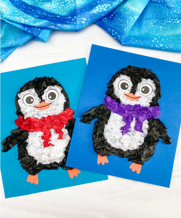 2 tissue paper penguin crafts