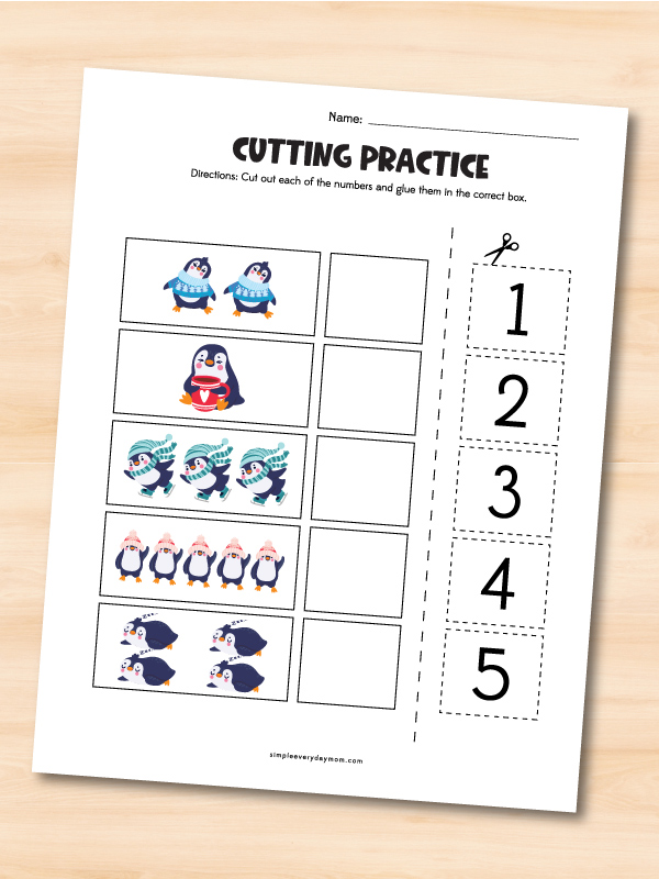 penguin cutting worksheet