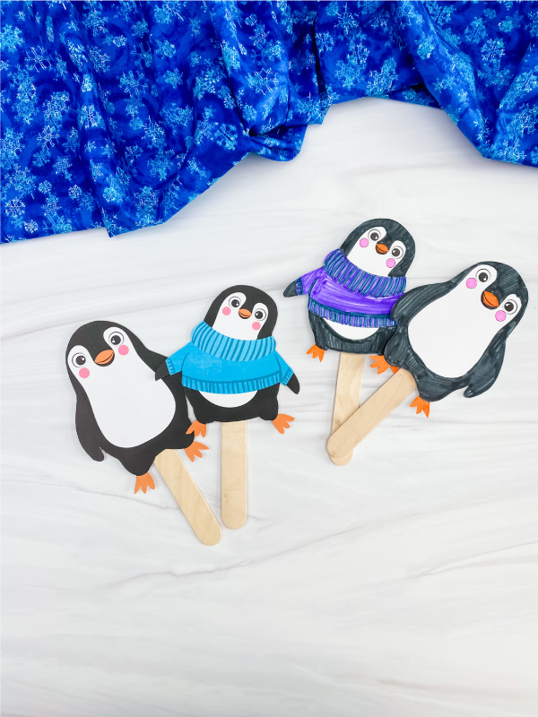 penguin stick puppets