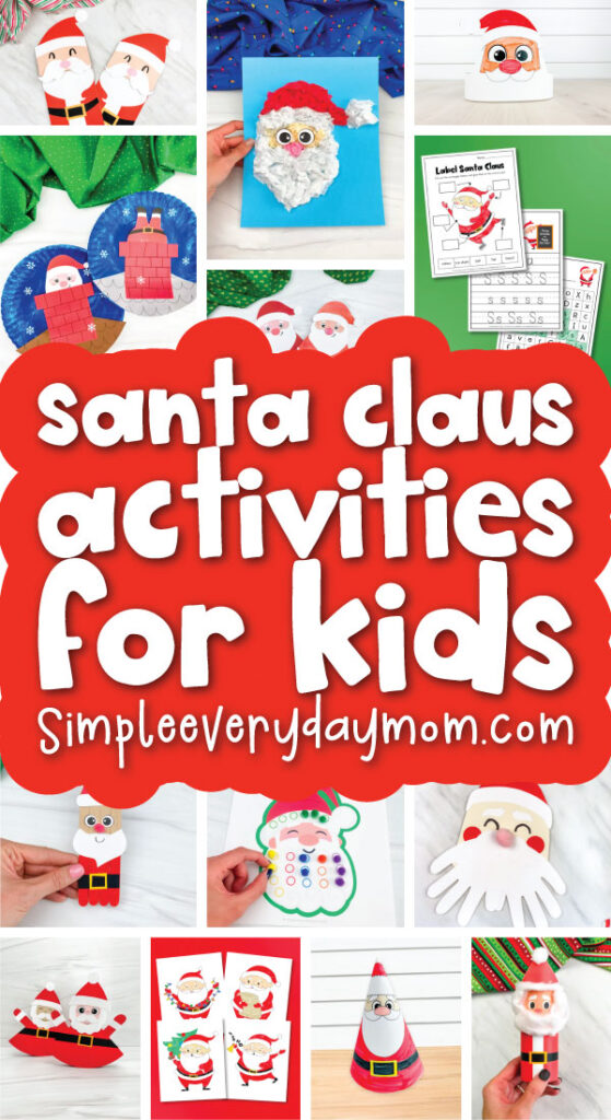 Santa activities image collage with the words Santa Claus activities for kids