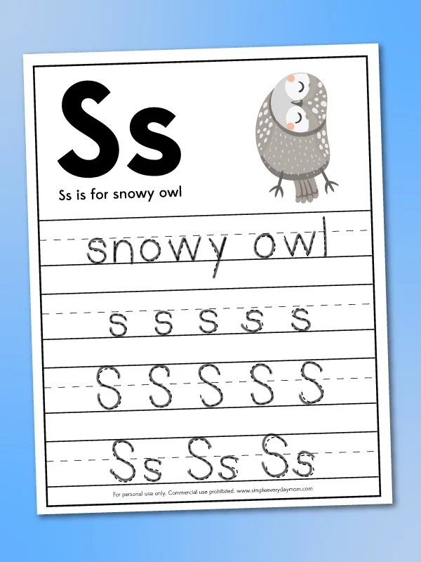 snowy owl handwriting worksheet