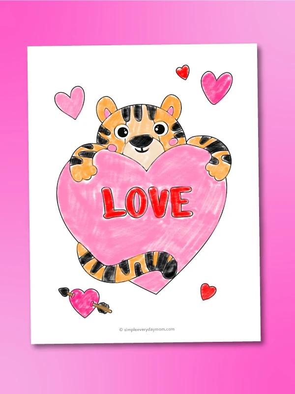 tiger Valentine coloring page