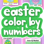Easter color by number printables with the words easter color by numbers