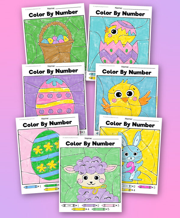 Easter color by number printables