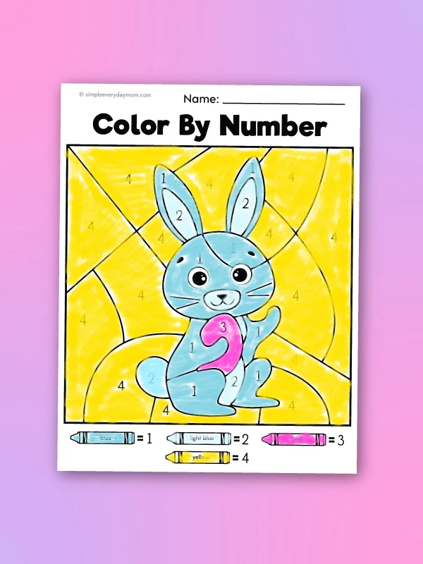 bunny color by number printable