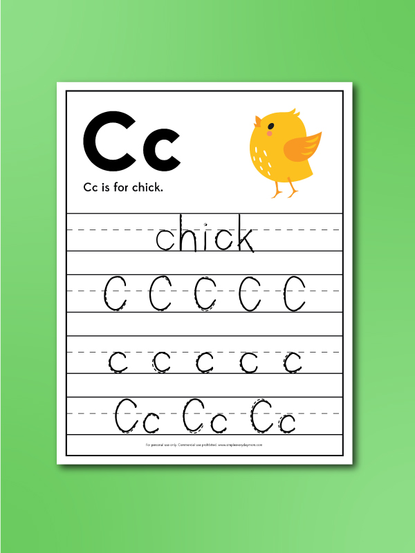 Easter chick handwriting worksheet