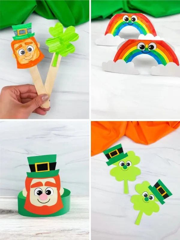 Collage of Easy St Patrick's Day Crafts