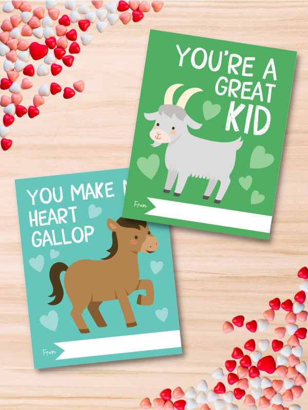 farm animal Valentine cards