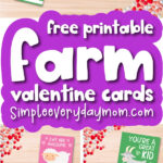 farm animal Valentine cards image collage with the words free printable farm Valentine cards