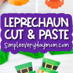 leprechaun craft image collage with the words leprechaun cut & paste