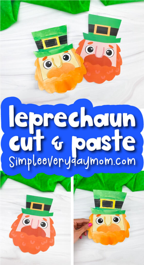 leprechaun craft image collage with the words leprechaun cut & paste