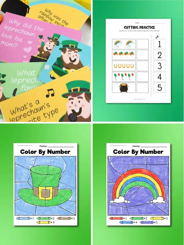 Collage of St Patricks Day Free Printables
