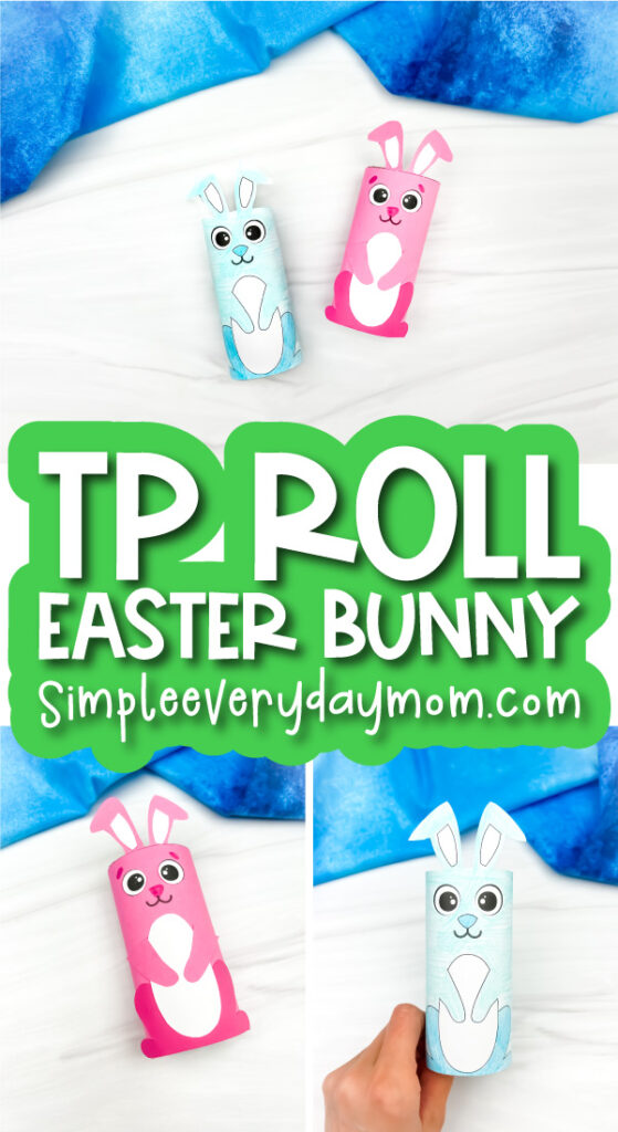 Easter bunny craft image collage with the words tp roll Easter bunny