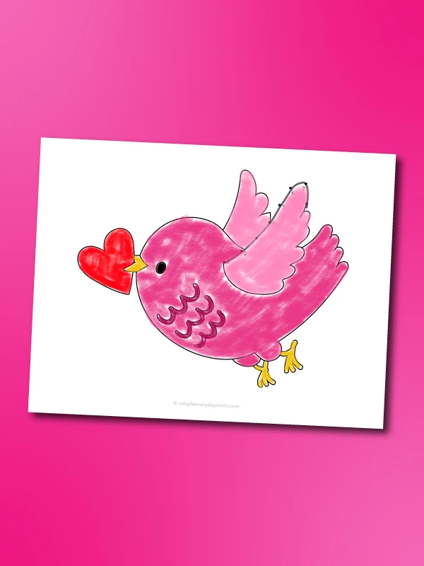 bird with heart connect the dot printable