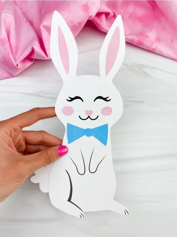 hand holding printable bunny craft