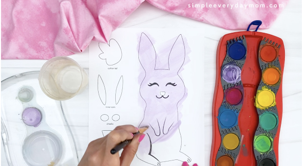 hand painting rabbit purple
