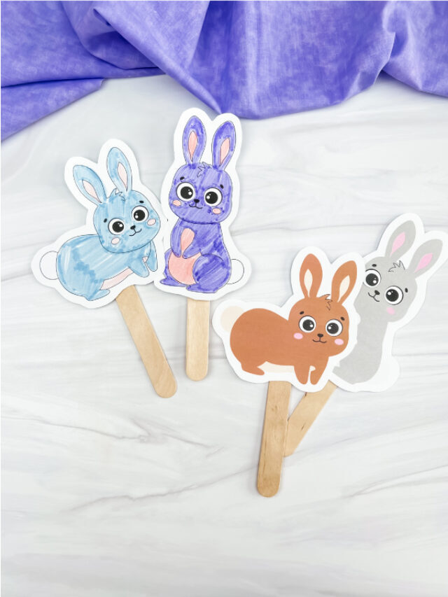 Easter Bunny On A Stick Craft [Free Template] Story