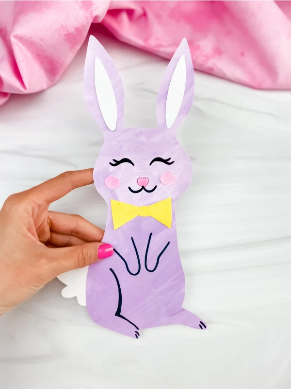 hand holding printable bunny craft