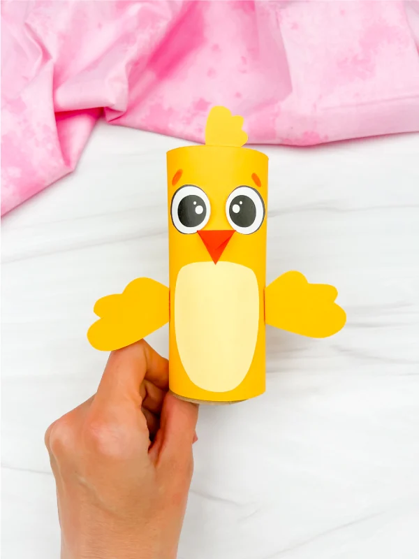 hand holding tp roll chick crafts