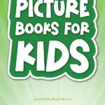 green gradient background with a shamrock and the words leprechaun picture books for kids