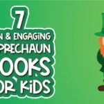 green background with the words 7 fun & engaging leprechaun books for kids