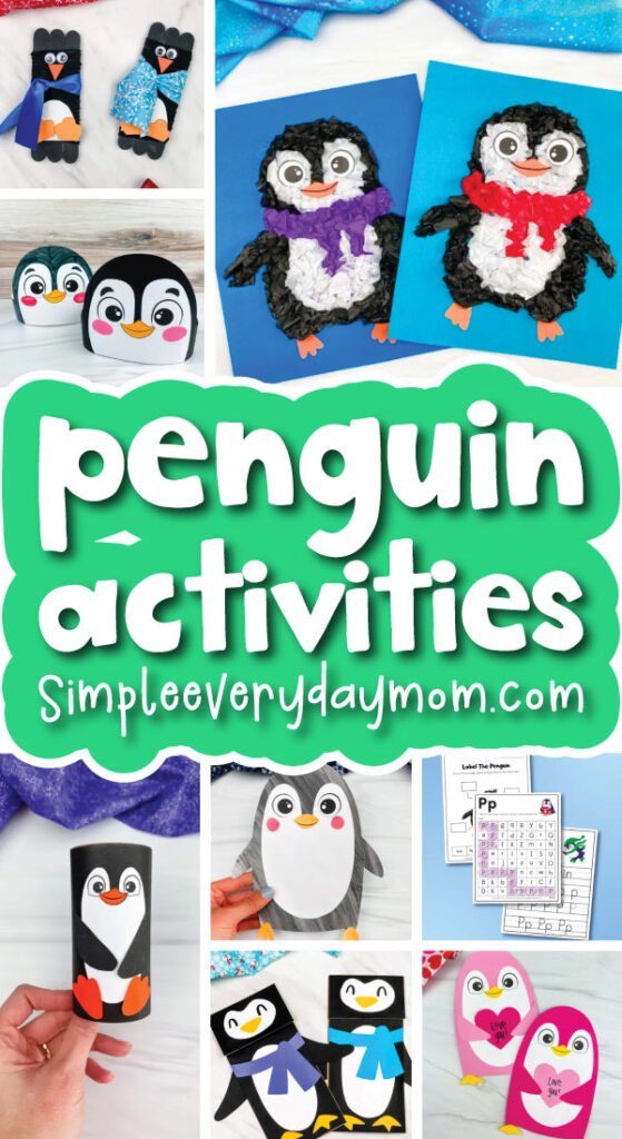 penguin activities image collage with the words penguin activities
