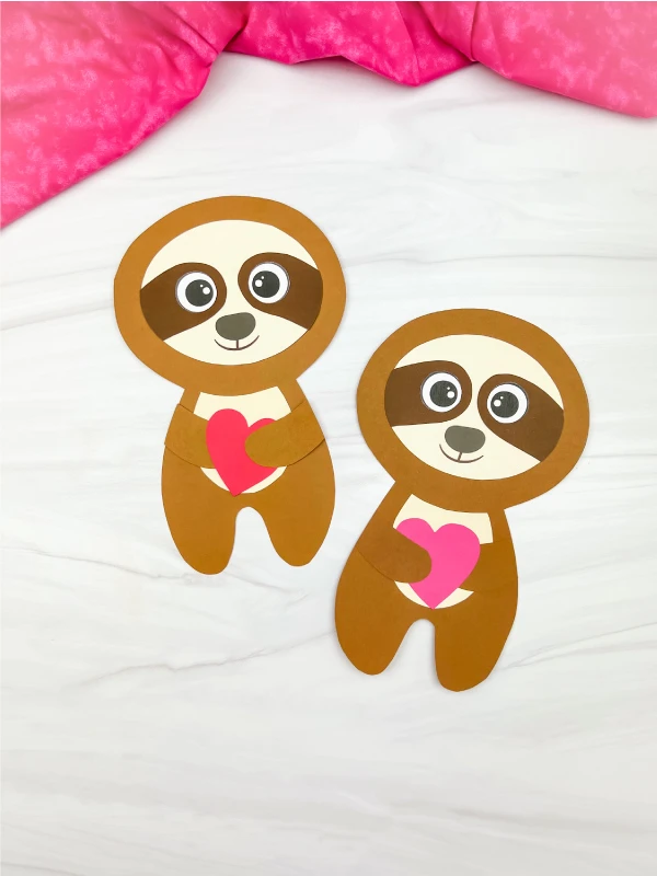 2 sloth Valentine crafts