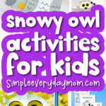 snowy owl activities image collage with the words snowy owl activities for kids