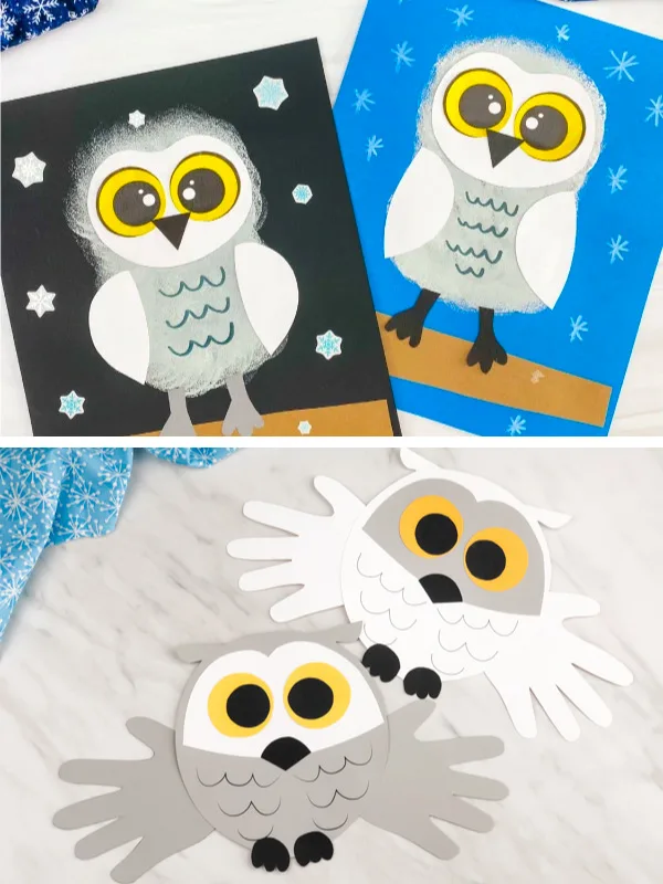 snowy owl craft image collage
