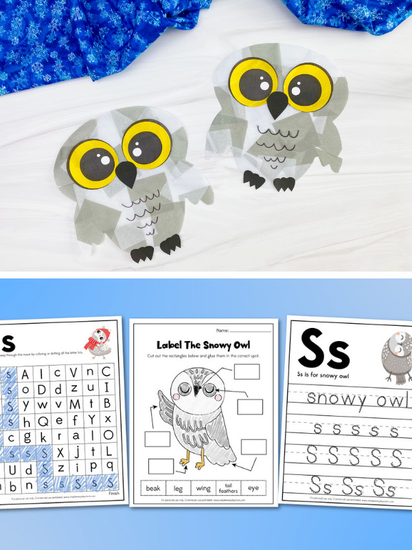 snowy owl craft and printables image collage