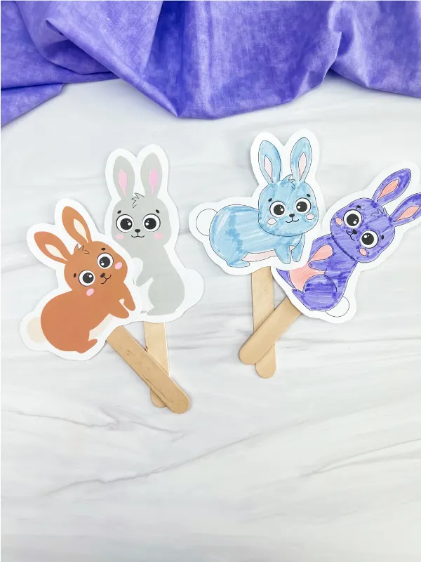 Easter bunny stick puppets