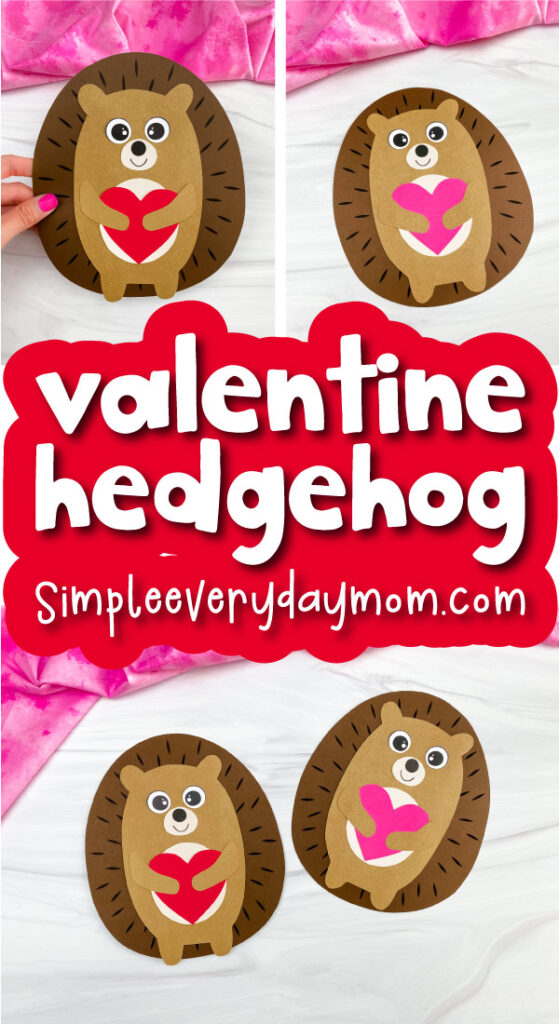 hedgehog valentine craft image collage with the words valentine hedgehog