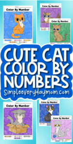 Cat Color By Number Printables For Kids