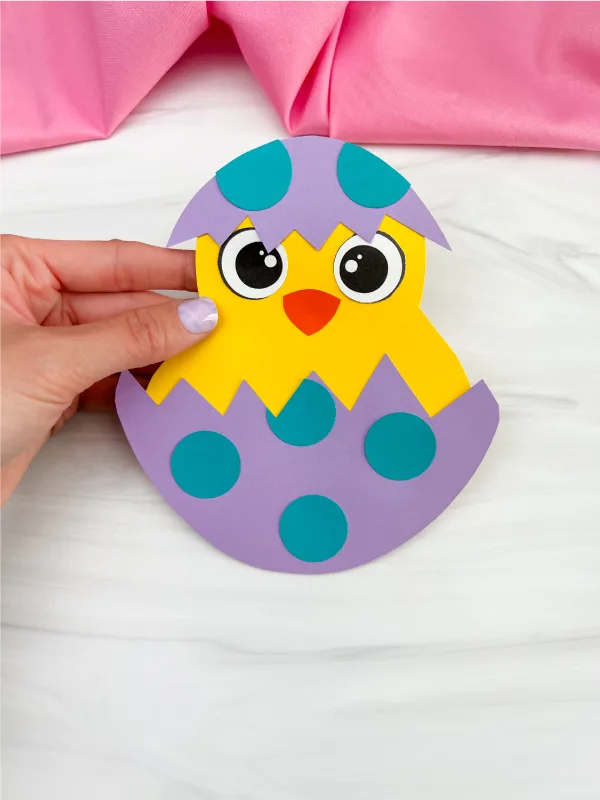 hand holding Easter chick card craft
