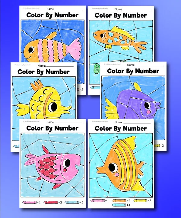 fish color by number printables