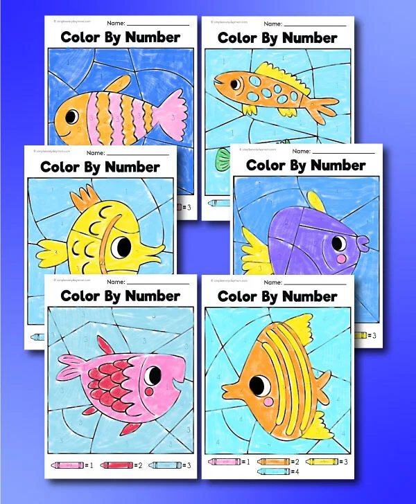 fish color by number printables