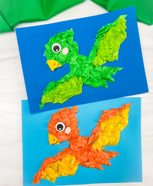 2 dinosaur tissue paper crafts
