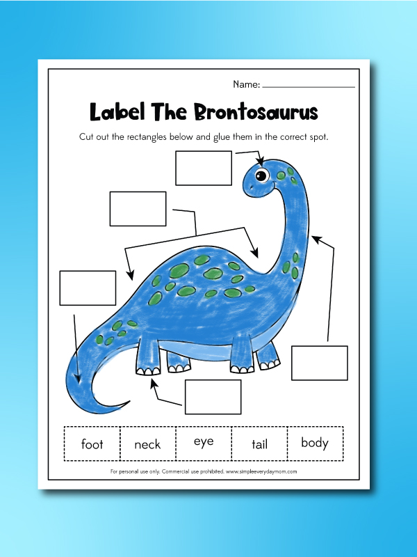 label a brontosaurus worksheet