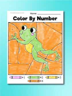 Frog Color By Number Printables For Kids