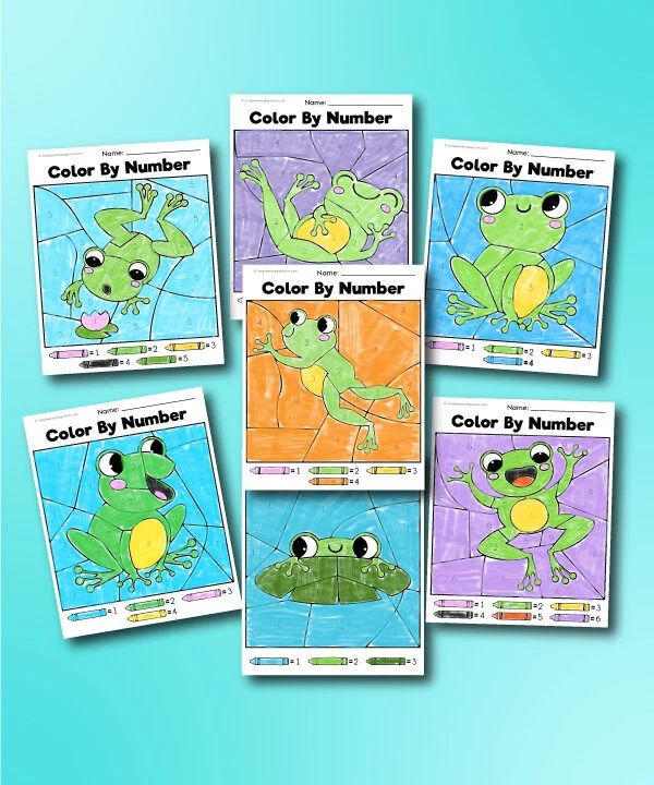 frog color by number printables