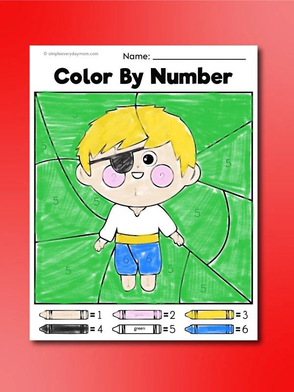 pirate boy color by number