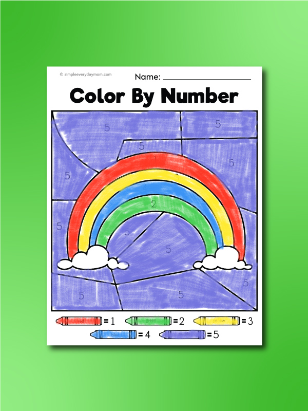 St. Patrick's Day rainbow color by number printable